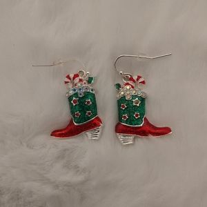 New Christmas Cowboy Boot Earrings
